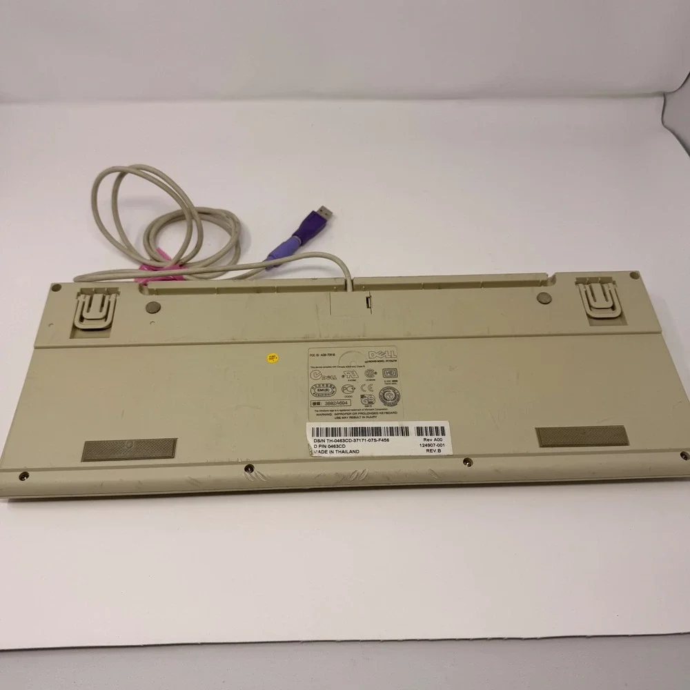 Vtg Dell QuietKey RT7D5JTW Keyboard PS/2 Mechanical Grey/Beige Clicky Untested